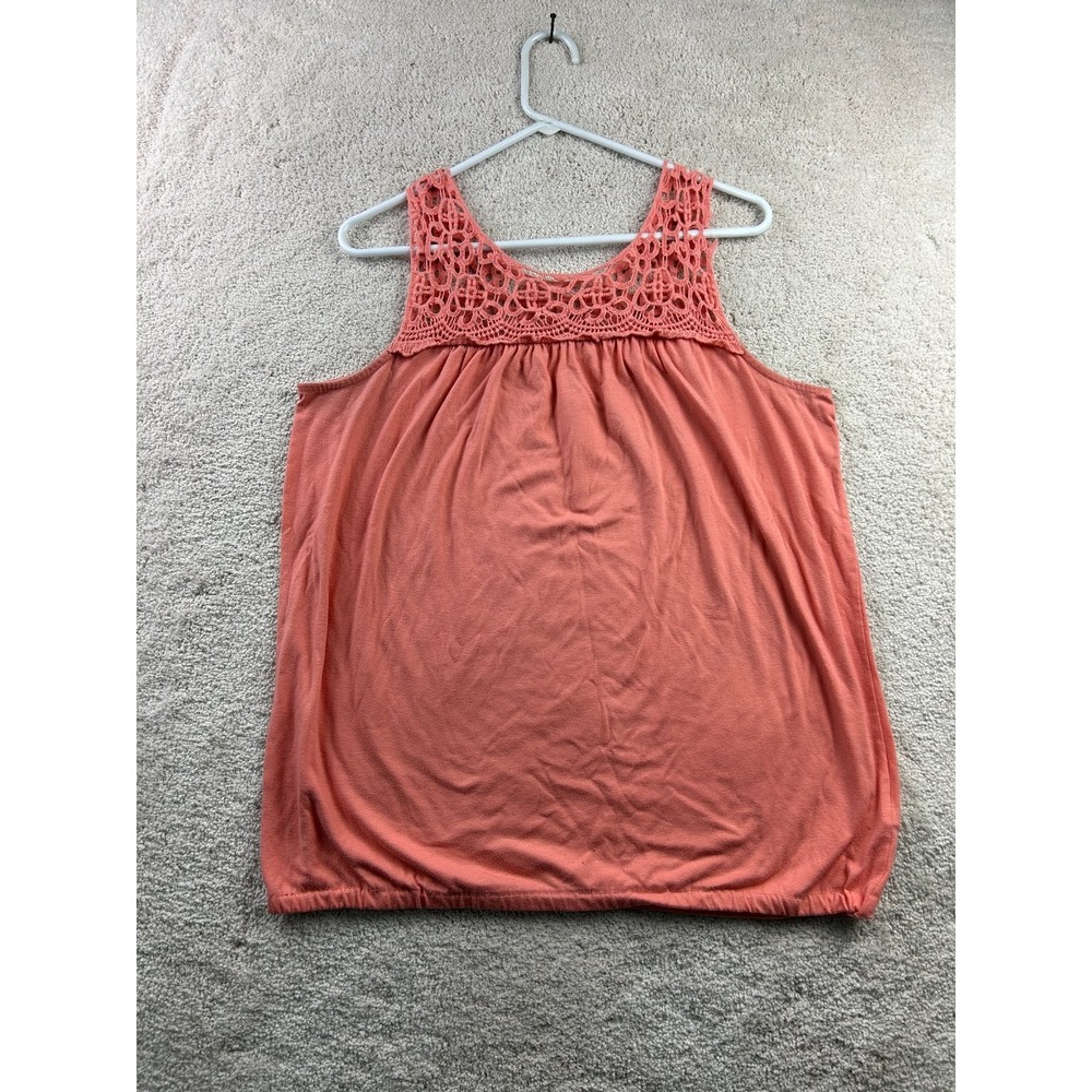 Maurices Women's Coral Crochet Lace Trim Tank Top XL Rayon Spandex